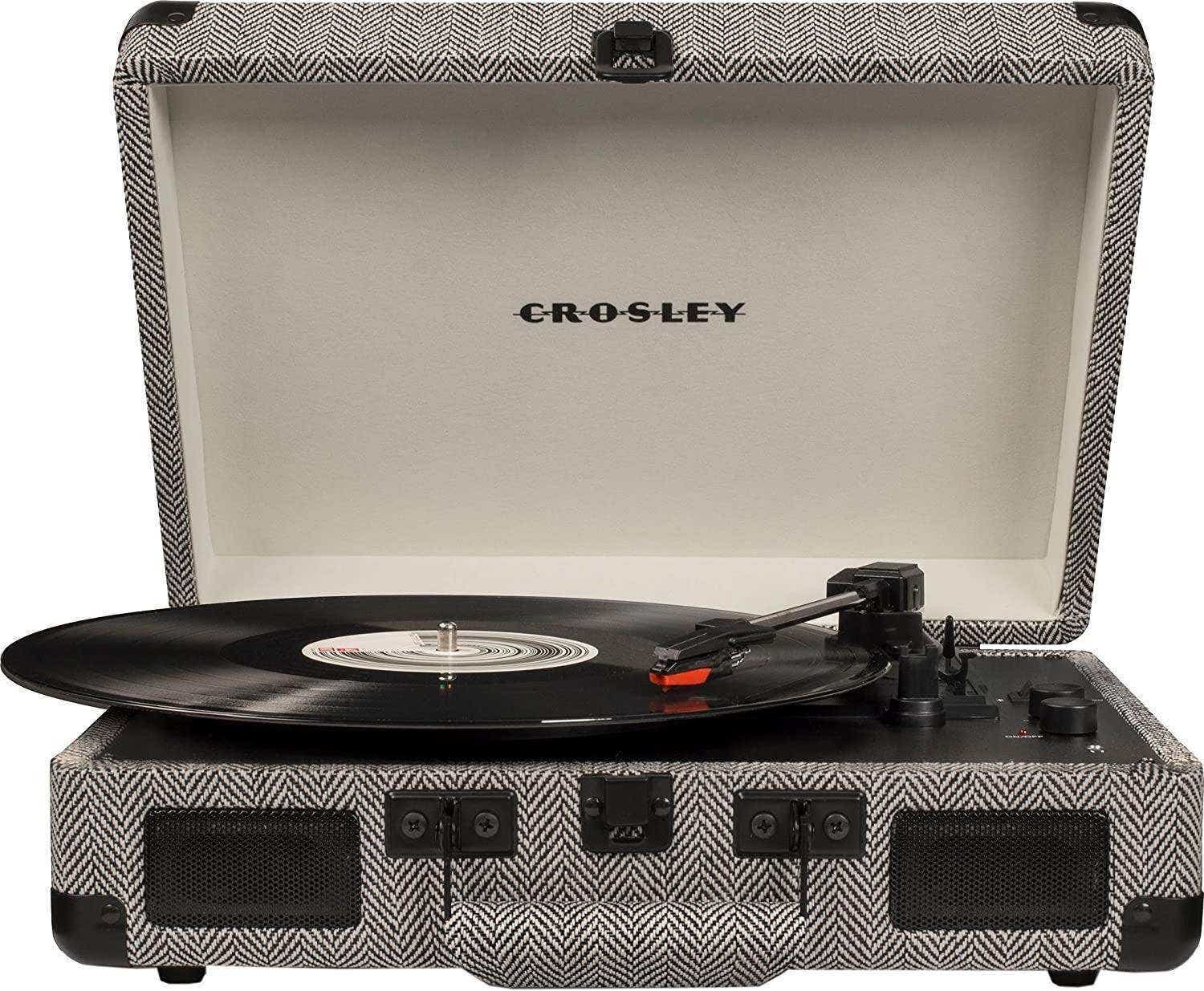 Crosley CR8005D-HB4 Cruiser Deluxe Turntable with Speaker, Herringbone - CH