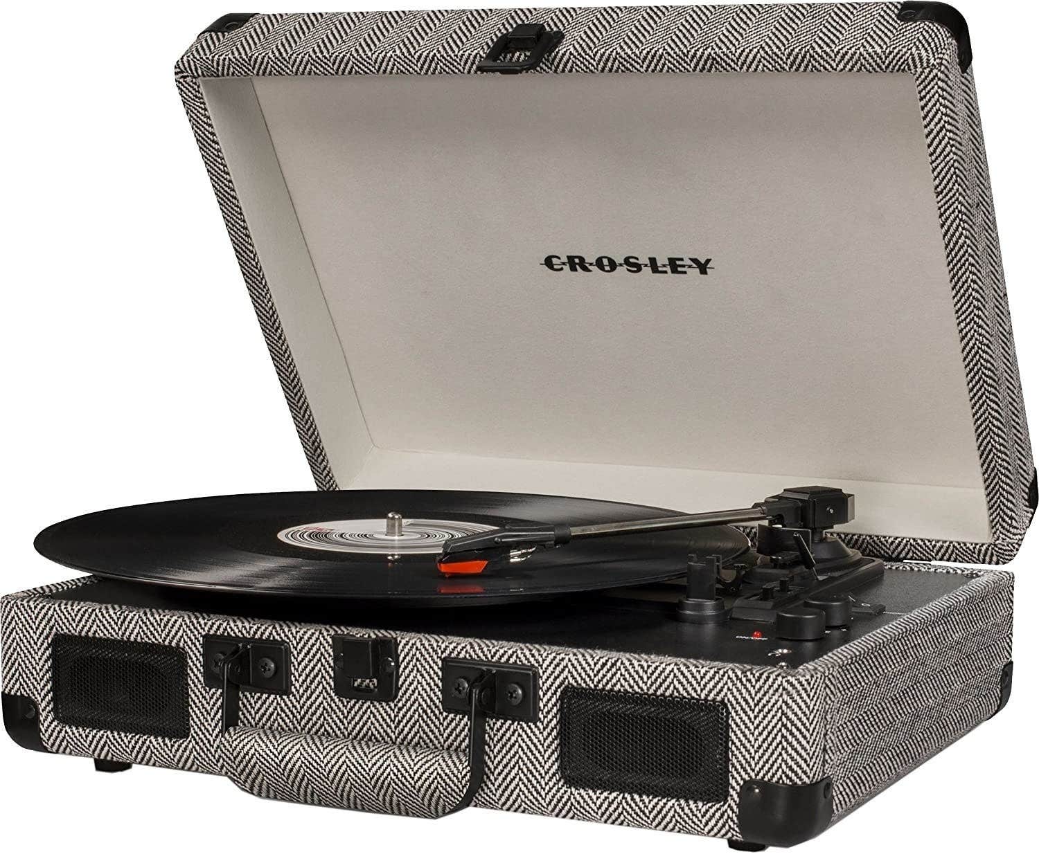 Crosley CR8005D-HB4 Cruiser Deluxe Turntable with Speaker, Herringbone - CH