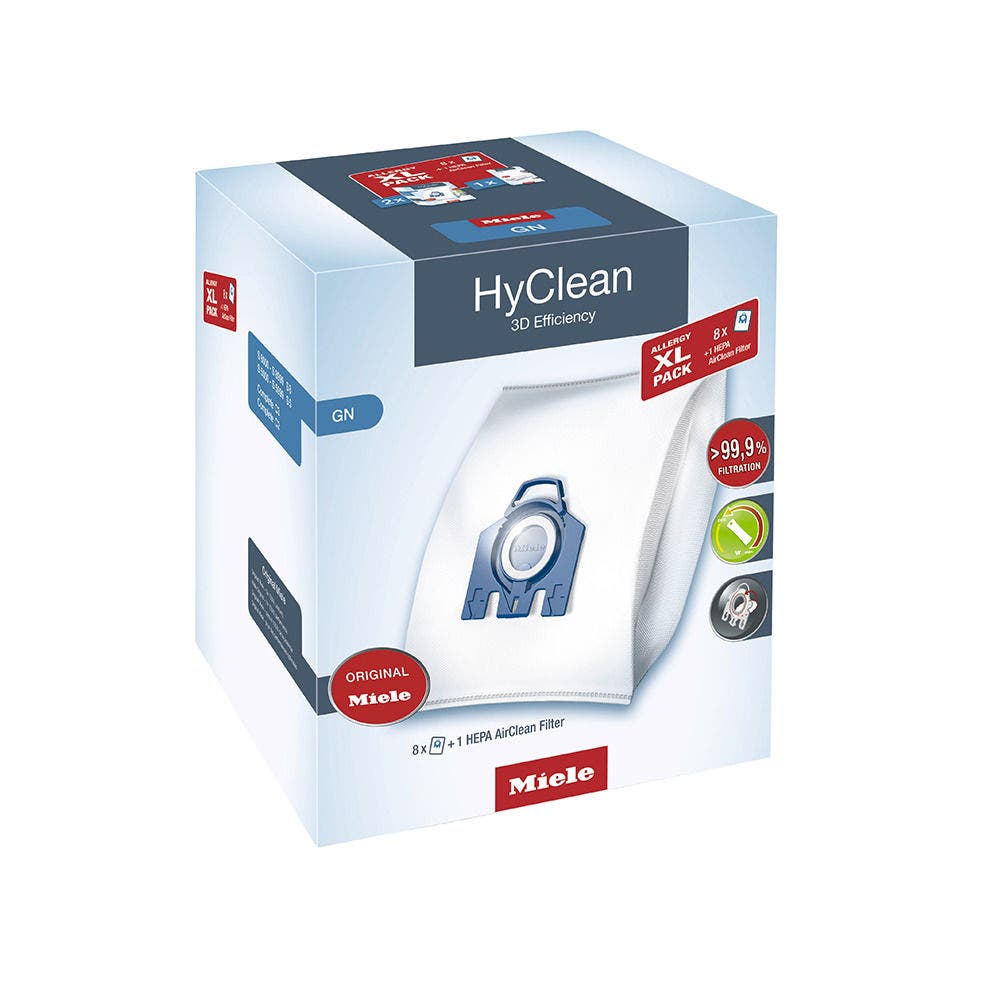 Miele Allergy XL HyClean 3D GN dustbags (8 bags, 1 HEPA filter)