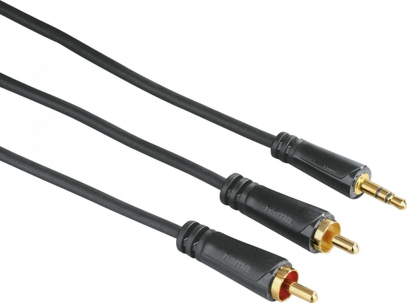 Hama HAM-122298 Audio Cable, 3.5 mm jack plug - 2 RCA plugs, stereo, Gold-Plated, 1.5 m