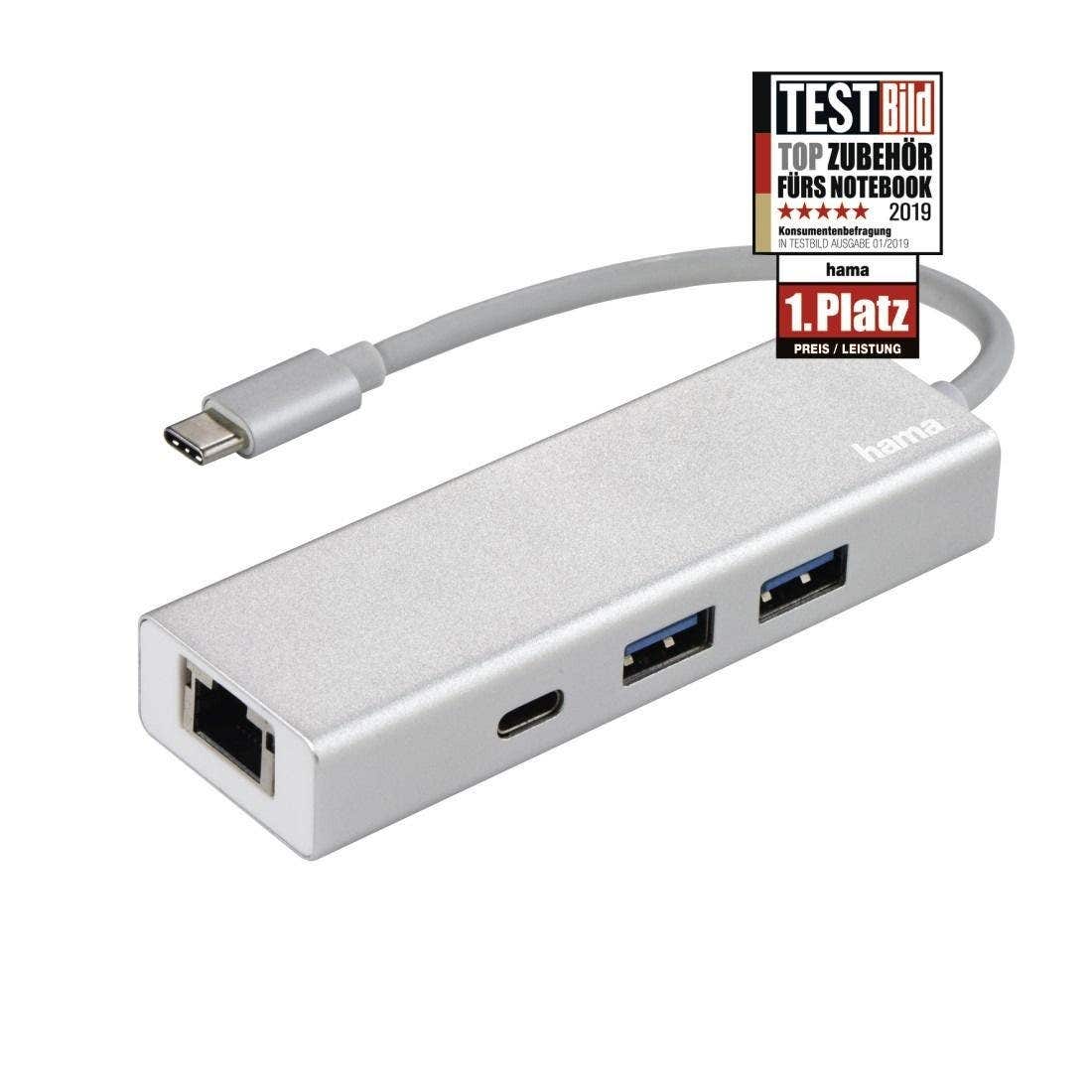 Hama USB 3.1 Type-C Hub 1: 3" Aluminium" , 2 x USB-A, USB-C, LAN