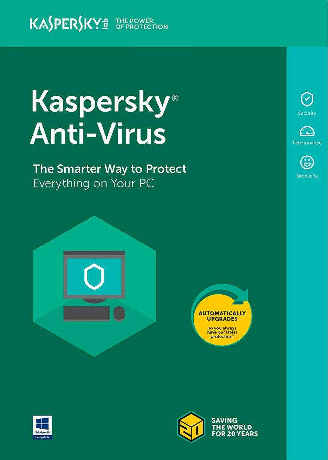 Kaspersky KAV2PCRT2020 AntiVirus 2020 1+ 1 User