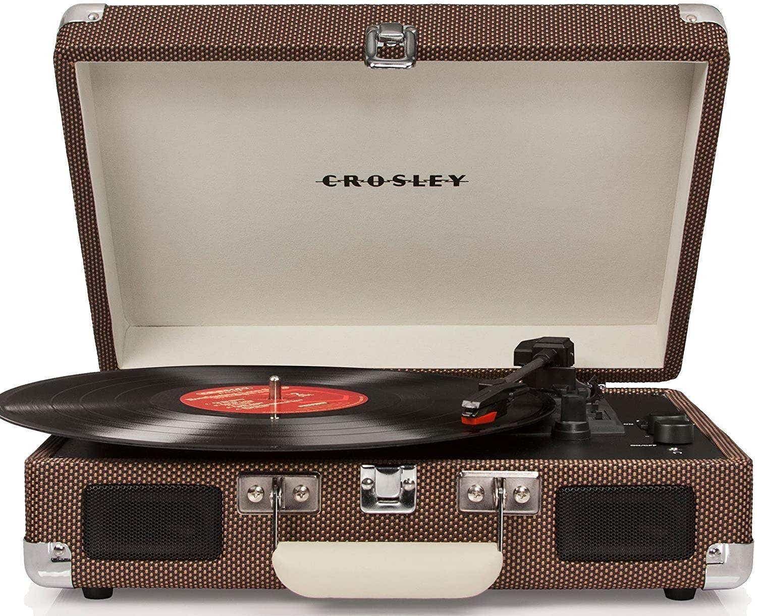 Crosley CR8005D-TW4 Cruiser Deluxe Turntable with Speaker, Tweed