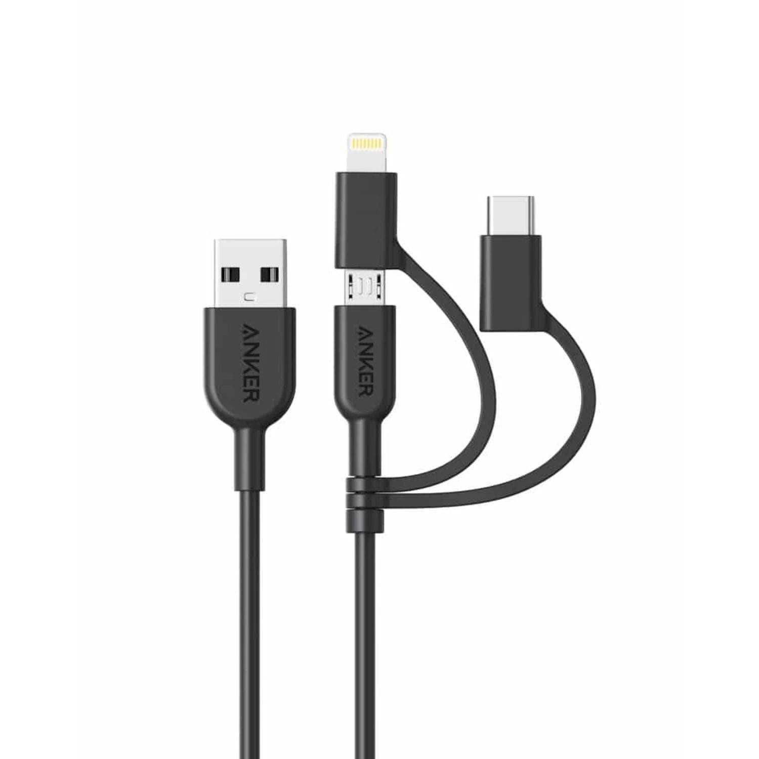 Anker A8436H11 Powerline 3in1 Cable, Black