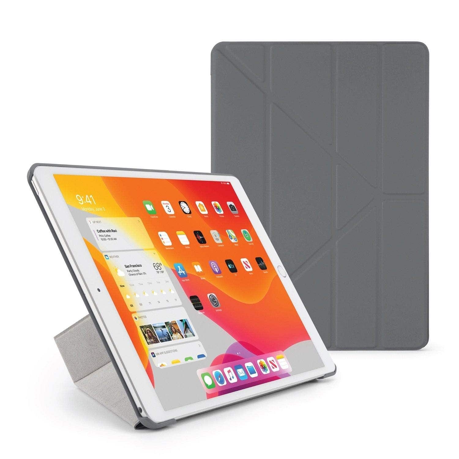 Pipetto P030-50-7 iPad 7th Generation 10.2" Inch Origami Case PC 2019, Dark Grey