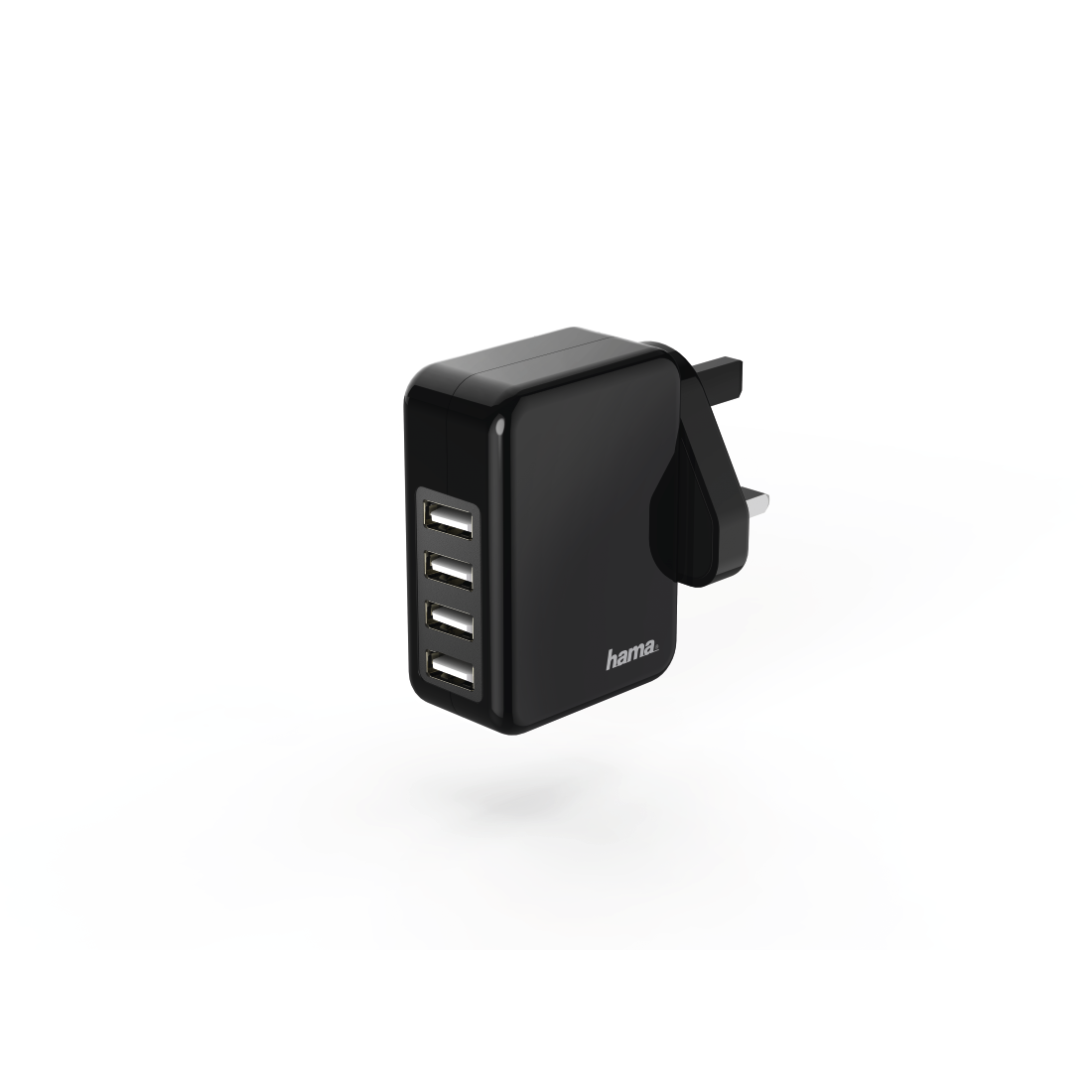 Hama Charger, 4 USB, 4.8 A, with UK plug, Black