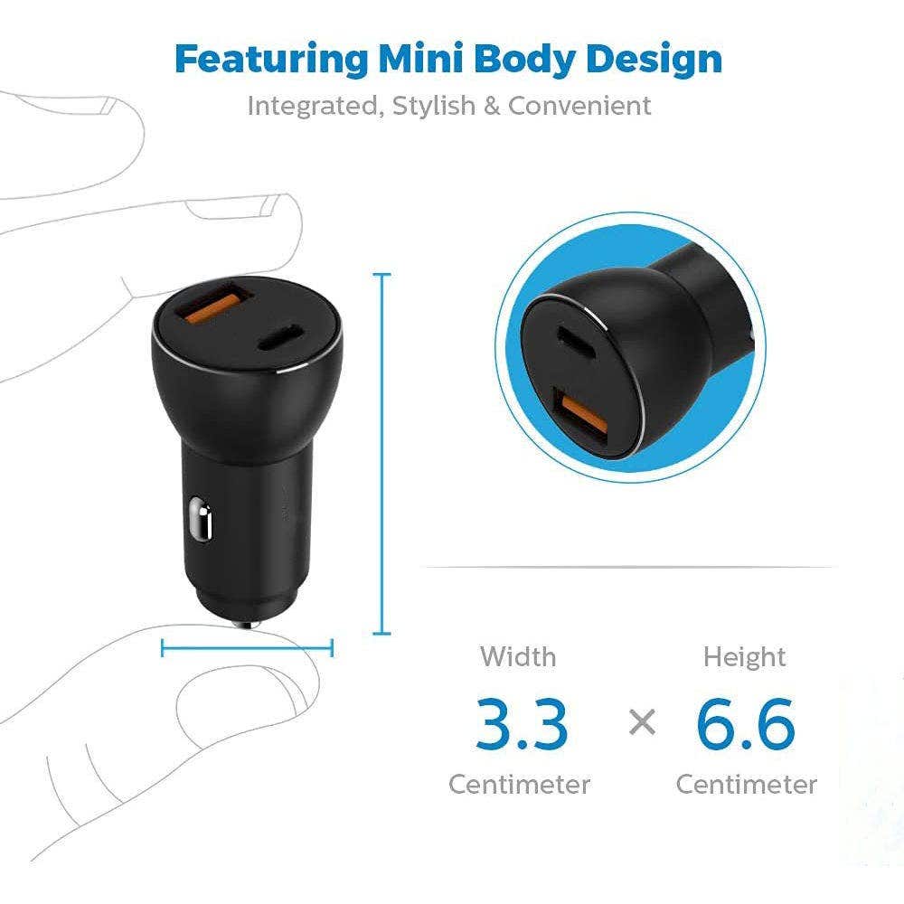 FITIT Dual Port Fast Car Charging Adapter (PD, 20W)