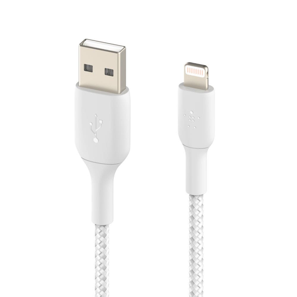 Belkin boost charge Braided Lightning to USB-A Cable, White- 1M