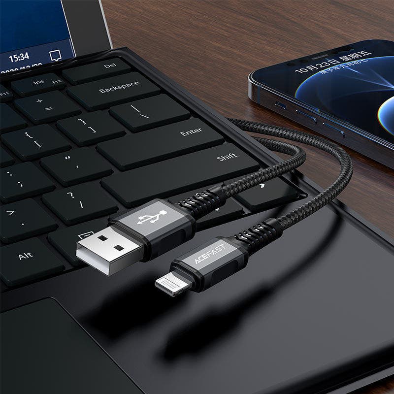 Acefast Charging data cable C1-02 USB-A to Lightning, Black