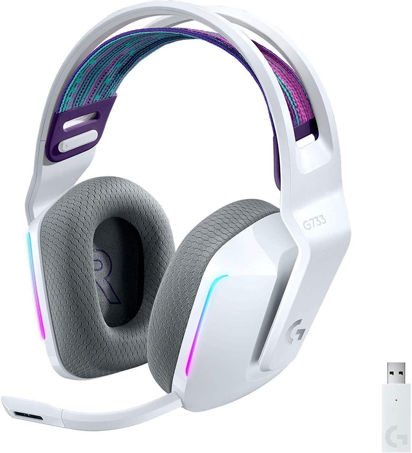 Logitech G733 Ultra-Lightweight Wireless Gaming Headset, White