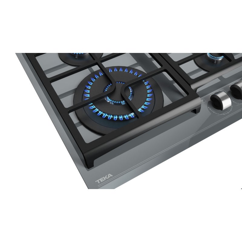 TEKA GZC 64320, Gas on Glass Hob with Exact Flame function in 60 cm of butane gas, Stone grey glass