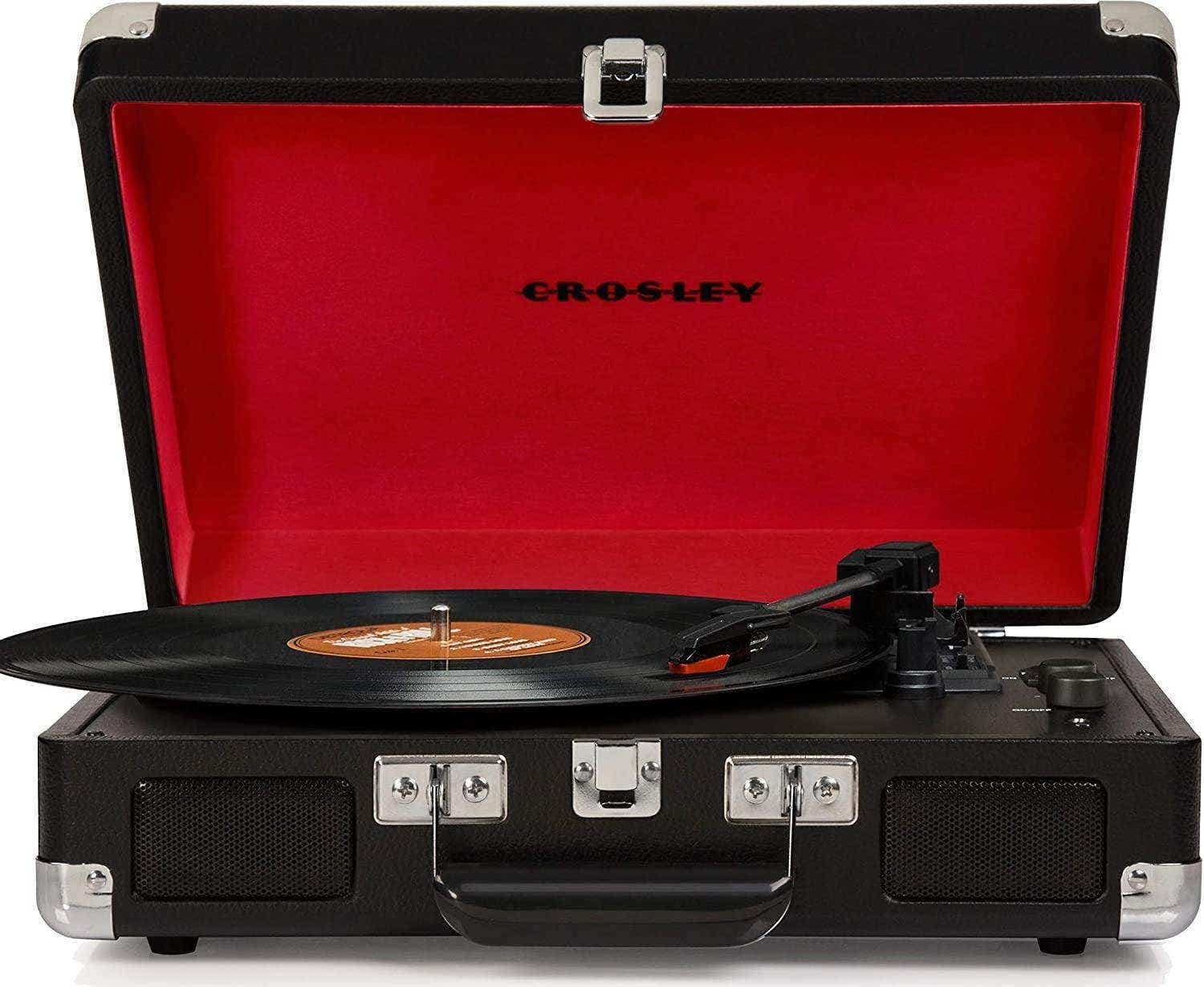 Crosley CR8005D-BK4 Cruiser Deluxe Turntable with Speaker, Black - CH