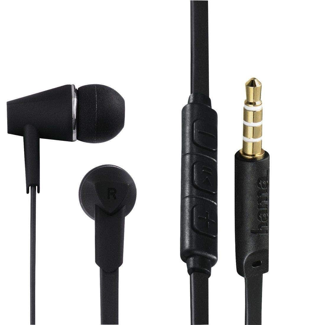 Hama" Joyâ€ headphones, in-ear, microphone, flat ribbon cable, Black