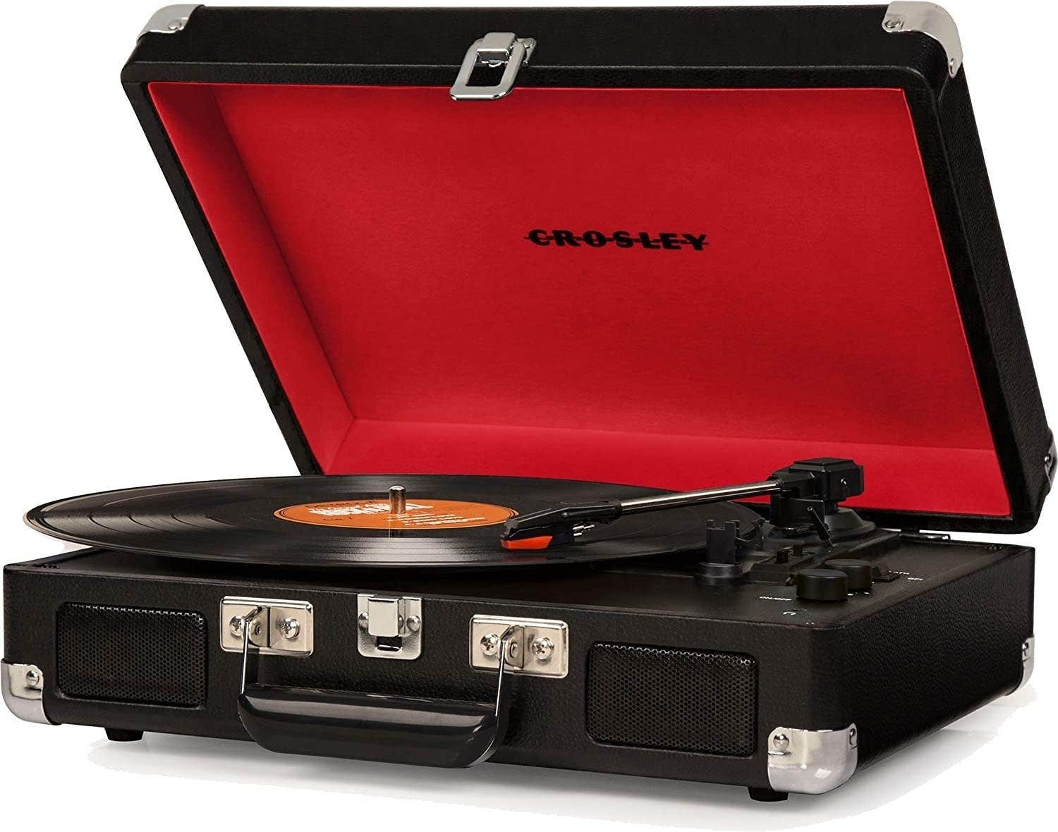 Crosley CR8005D-BK4 Cruiser Deluxe Turntable with Speaker, Black - CH