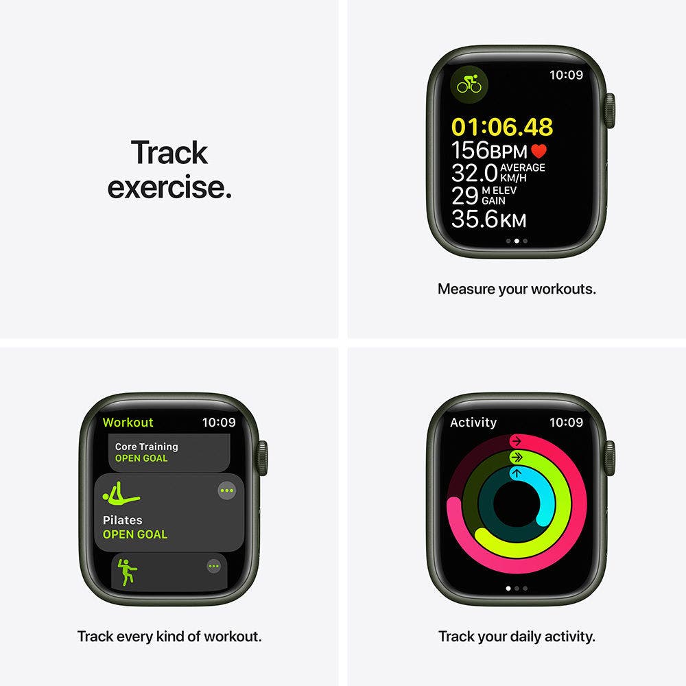 Apple Watch Series 7 Green Aluminium Case with Clover Sport Band