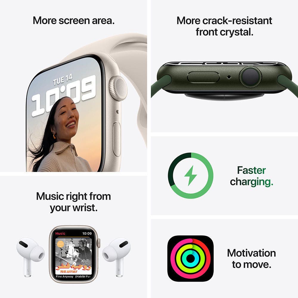 Apple Watch Series 7 Green Aluminium Case with Clover Sport Band