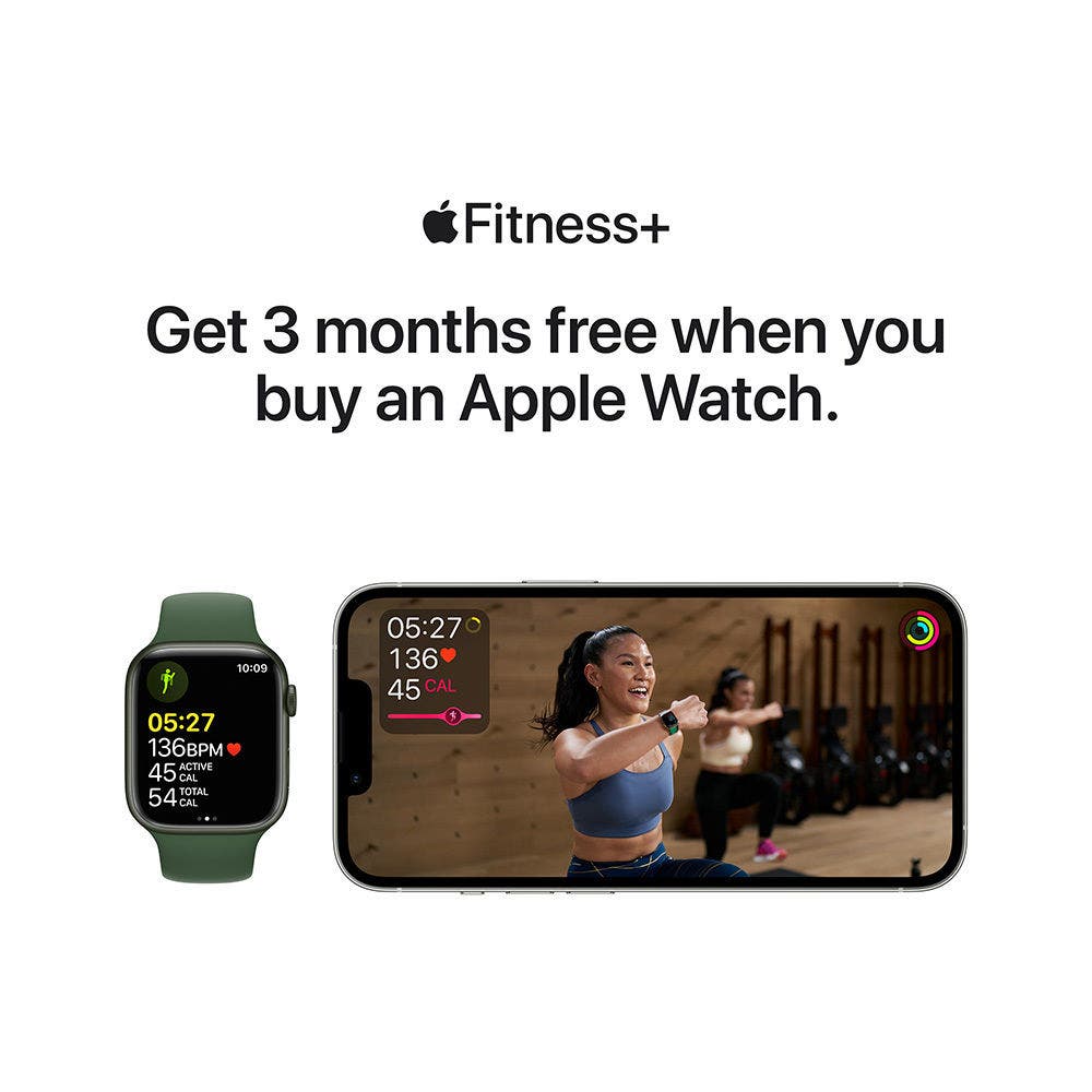 Apple Watch Series 7 GPS+ Cellular, Silver Stainless Steel Case with Starlight Sport Band