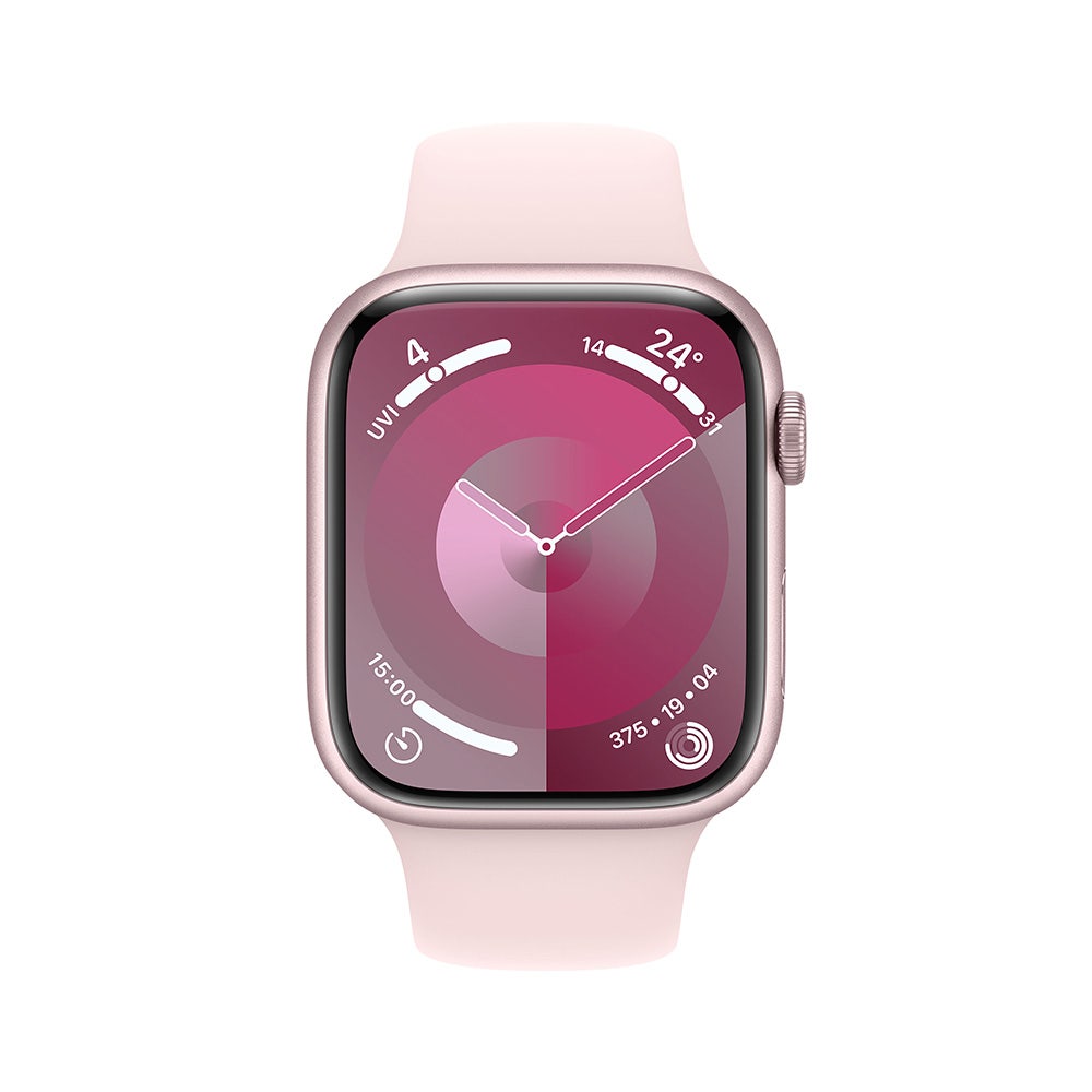 Apple Series 9 GPS 41mm Pink Aluminium Case with Light Pink Sport Band - Small/Medium