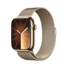Apple Series 9 GPS + Cellular 45mm Gold Stainless Steel Case with Gold Milanese Loop