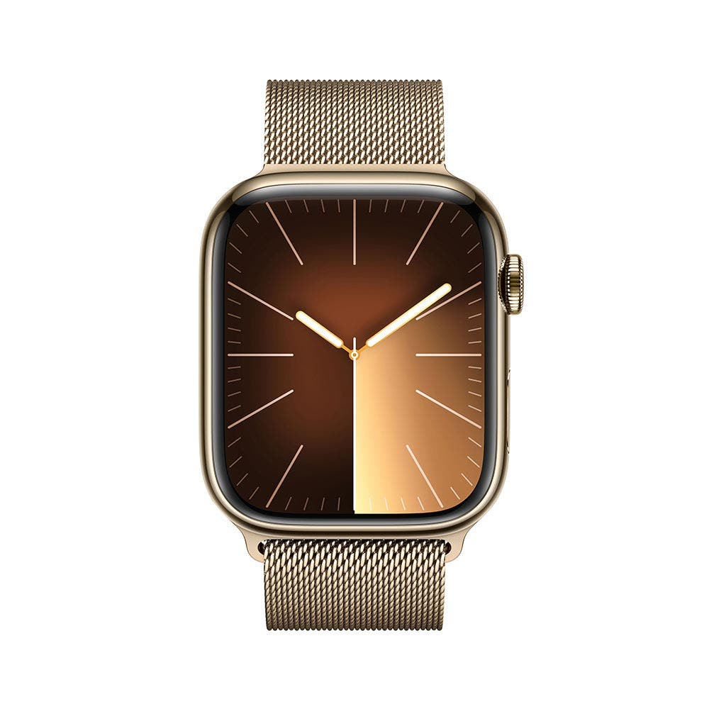 Apple Series 9 GPS + Cellular 45mm Gold Stainless Steel Case with Gold Milanese Loop