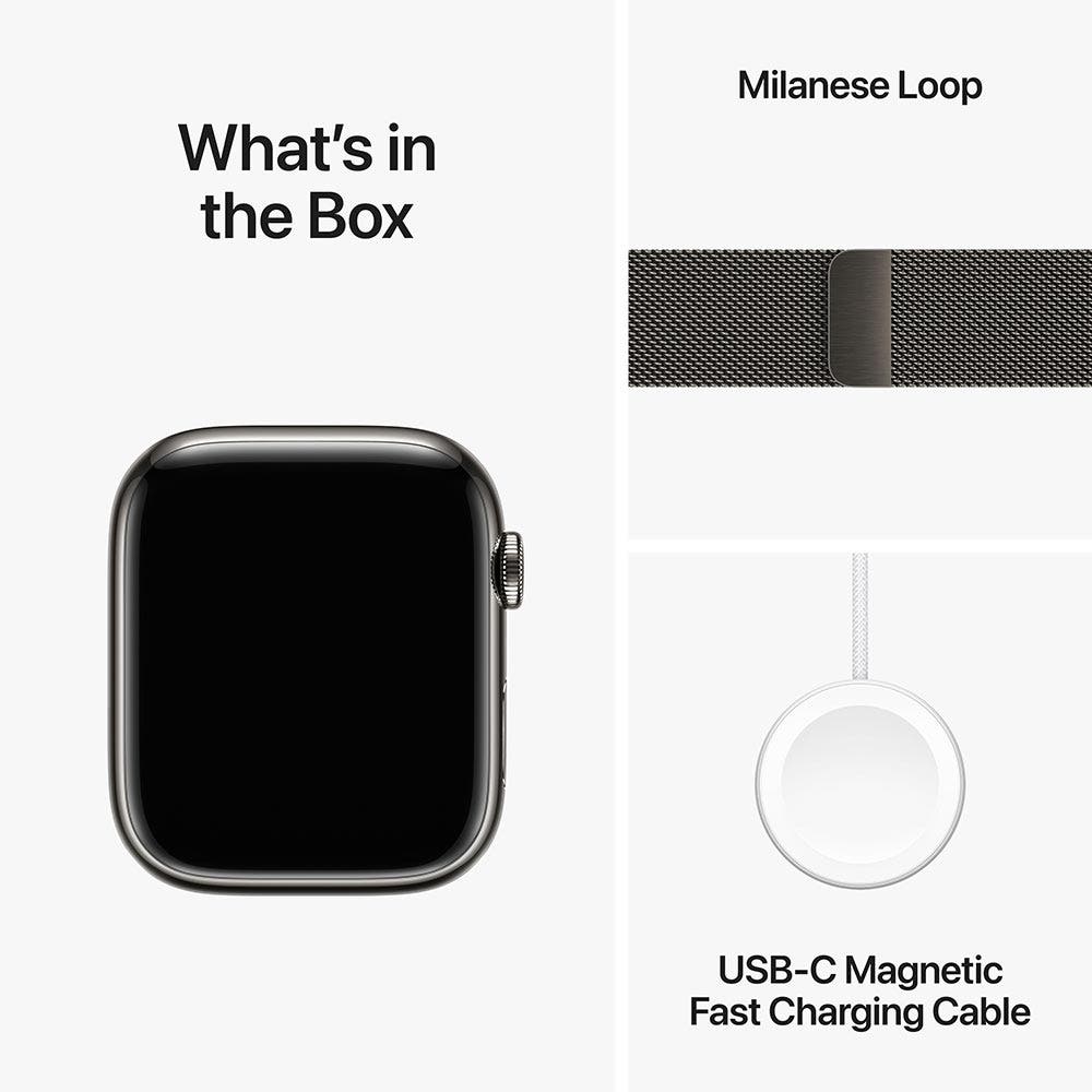 Apple Series 9 GPS + Cellular 45mm Graphite Stainless Steel Case with Graphite Milanese Loop