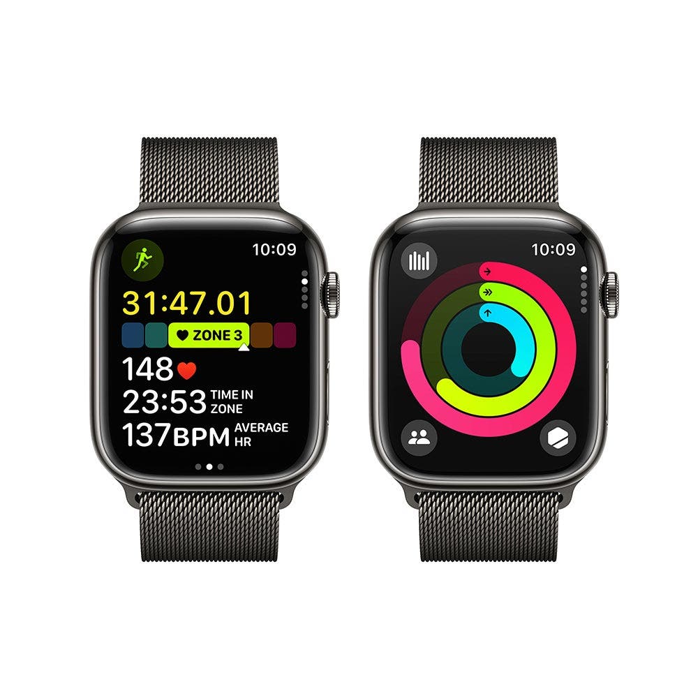 Apple Series 9 GPS + Cellular 45mm Graphite Stainless Steel Case with Graphite Milanese Loop