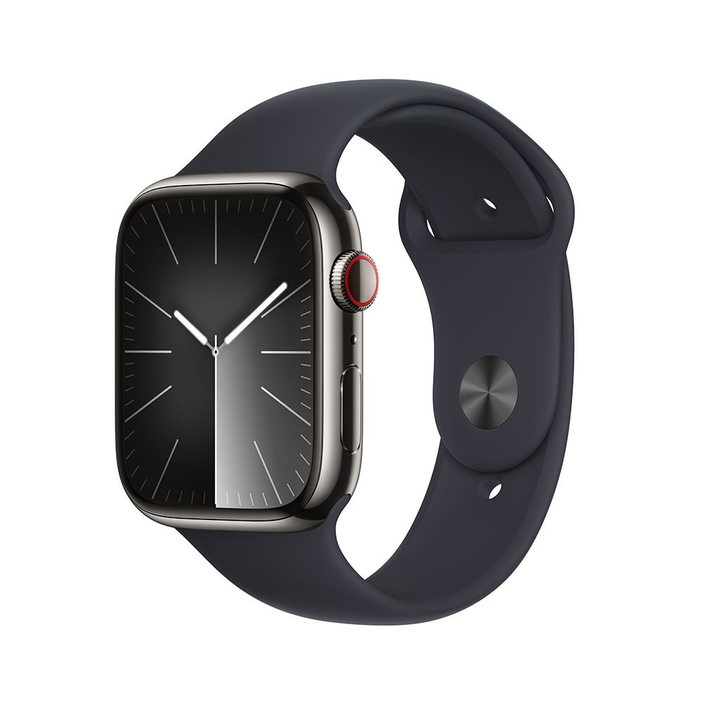 Apple Series 9 GPS + Cellular 45mm Graphite Stainless Steel Case with Midnight Sport Band - Small/Medium