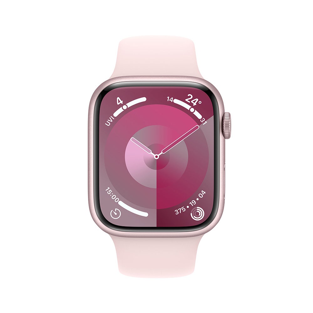 Apple Series 9 GPS + Cellular 41mm Pink Aluminium Case with Light Pink Sport Band - Small/Medium