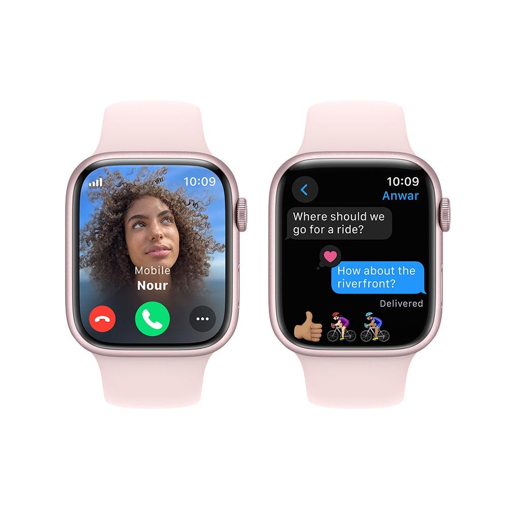 Apple Series 9 GPS + Cellular 45mm Pink Aluminium Case with Light Pink Sport Band - Small/Medium