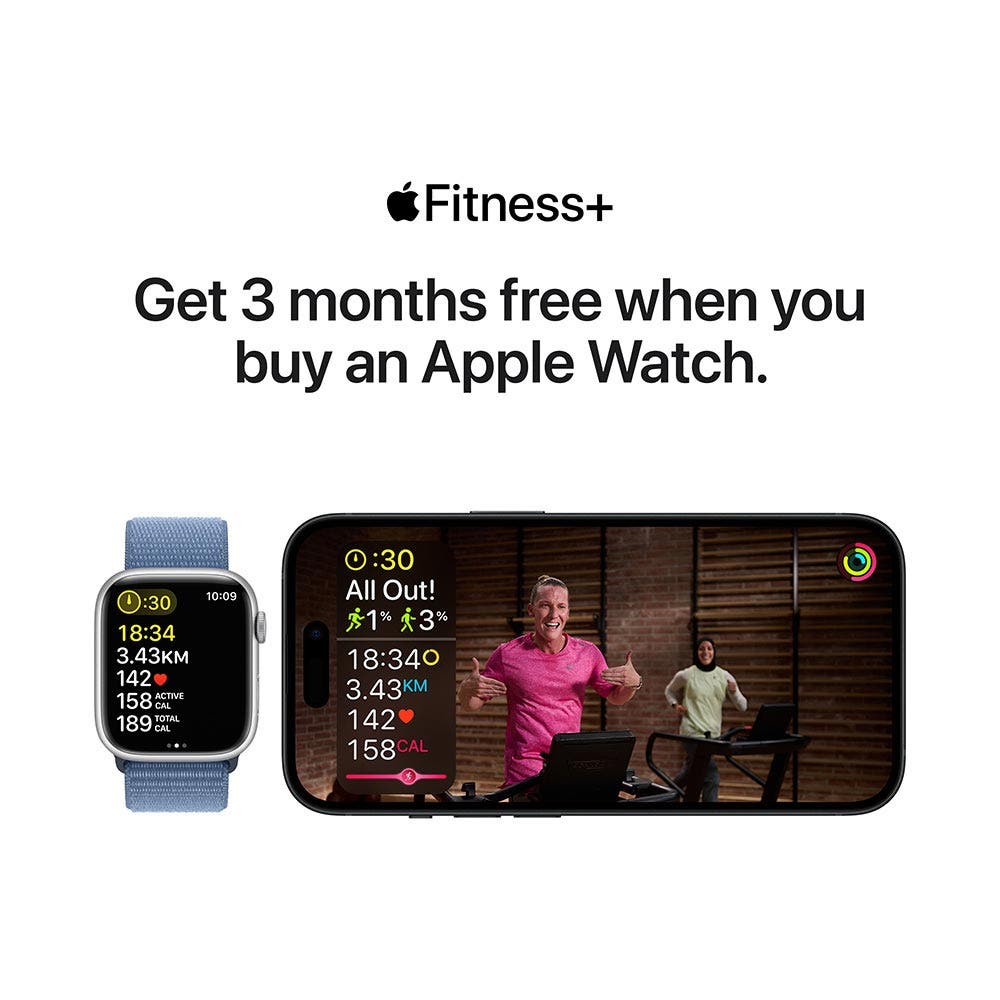 Apple Series 9 GPS + Cellular 45mm Silver Aluminium Case with Winter Blue Sport Loop