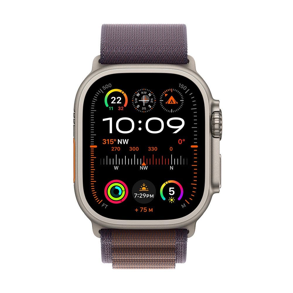  Apple Watch Ultra 2 GPS + Cellular, 49mm Titanium Case with Indigo Alpine Loop - Small (MRER3AE/A)