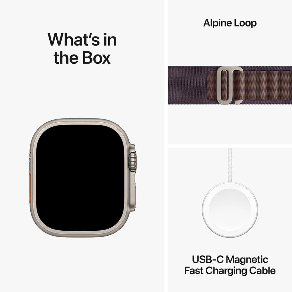  Apple Watch Ultra 2 GPS + Cellular, 49mm Titanium Case with Indigo Alpine Loop - Small (MRER3AE/A)