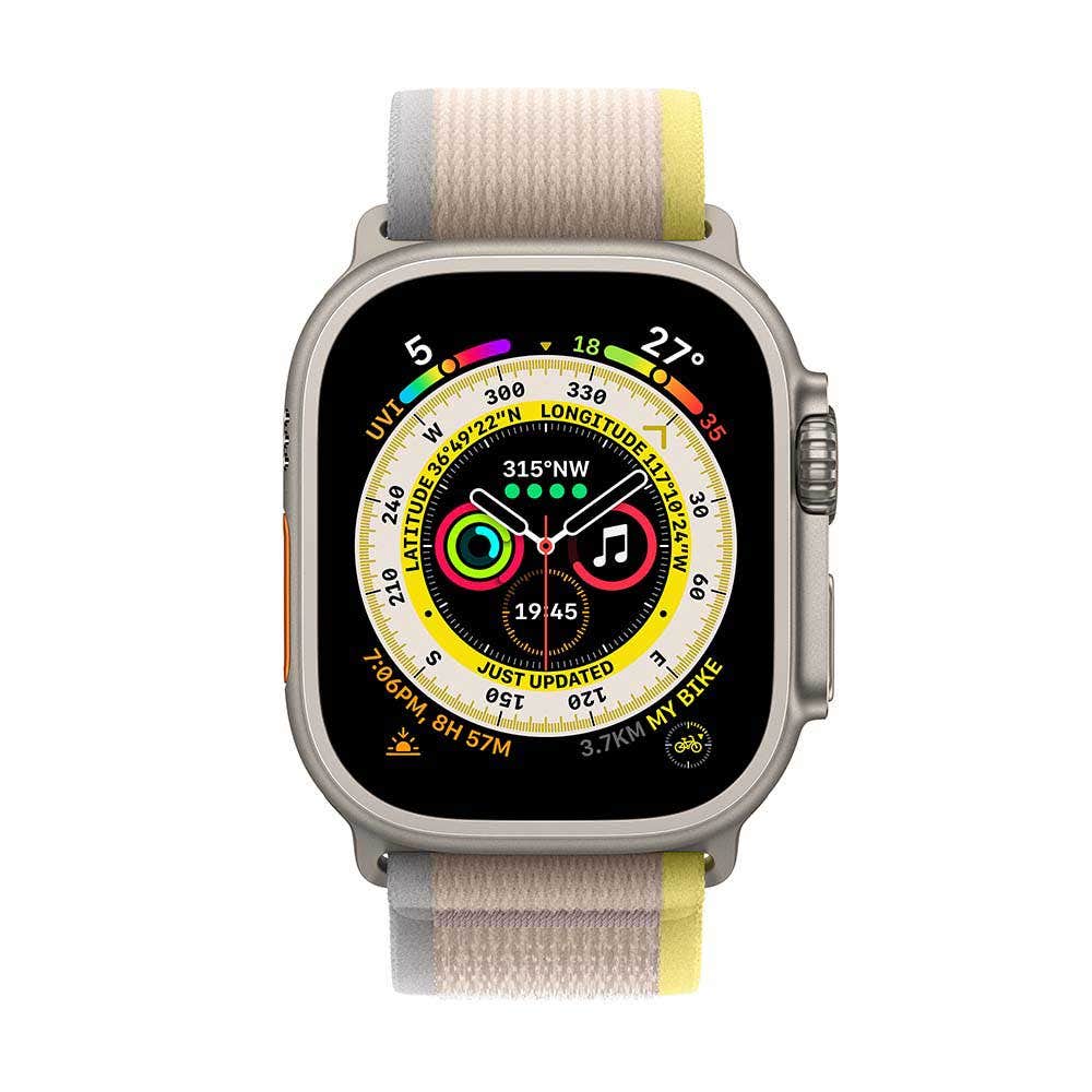 Apple Watch Ultra GPS+ Cellular, 49mm Titanium Case with Yellow Ocean Band (MNHG3AE/A)
