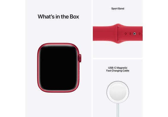 Apple Watch Series 7, (PRODUCT) RED Aluminium Case with (PRODUCT) RED Sport Band