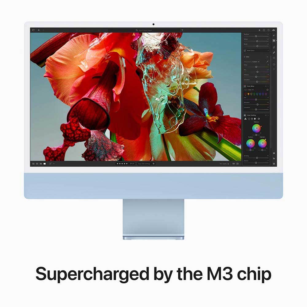 Apple iMac M3 chip with 8 Core CPU & 10 Core GPU 8GB RAM 256GB SSD 24" Desktop English & Arabic Keyboard - Blue (MQRQ3AB/A)