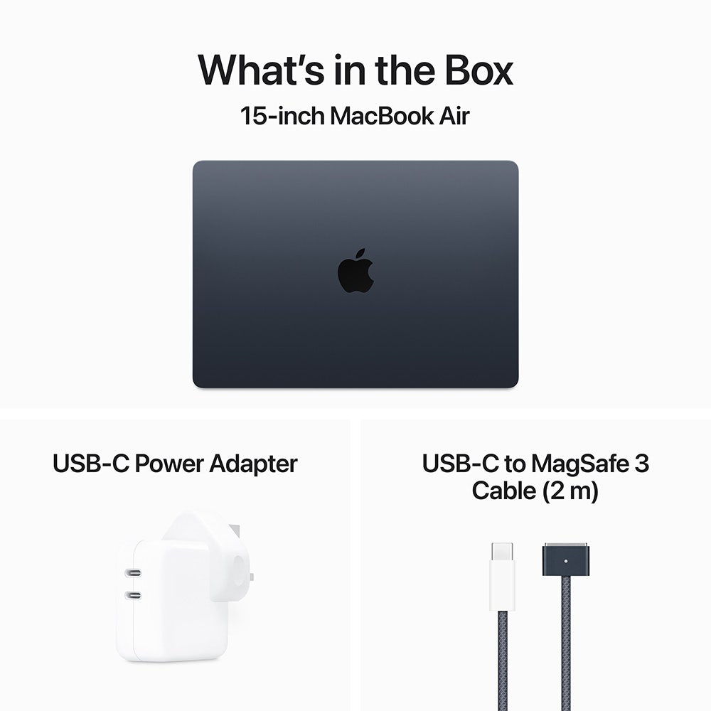 Apple MacBook Air 15", M3 chip with 8-core CPU and 10-core GPU, 8GB, 512GB SSD - Midnight ,Arabic