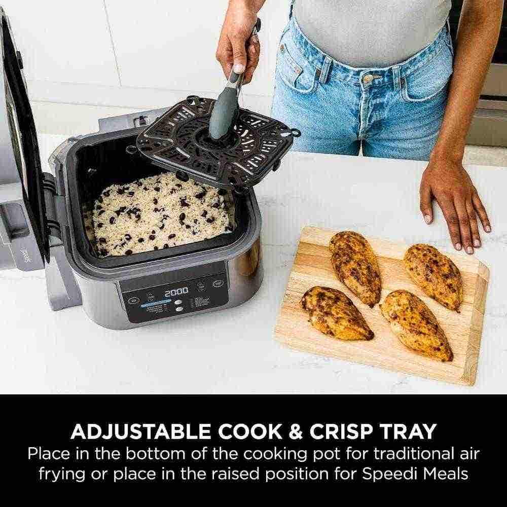 Ninja Speedi 10-in-1 Rapid Cooker, Air Fryer And Multi Cooker, 5.7L, Meals For 4 In 15 Minutes, Air Fry, Steam, Grill, Bake, Roast, Sear, Slow Cook & More, Cooks 4 Portions, Sea Salt Grey, ON400ME