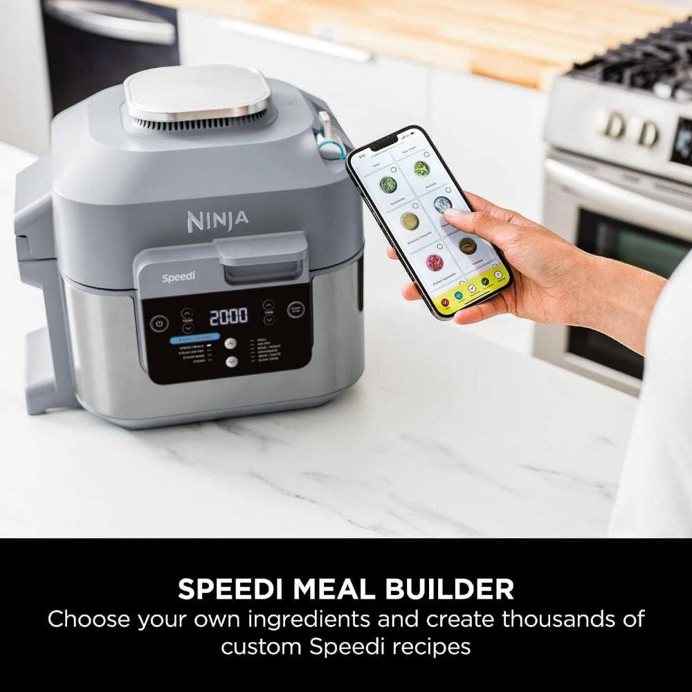 Ninja Speedi 10-in-1 Rapid Cooker, Air Fryer And Multi Cooker, 5.7L, Meals For 4 In 15 Minutes, Air Fry, Steam, Grill, Bake, Roast, Sear, Slow Cook & More, Cooks 4 Portions, Sea Salt Grey, ON400ME