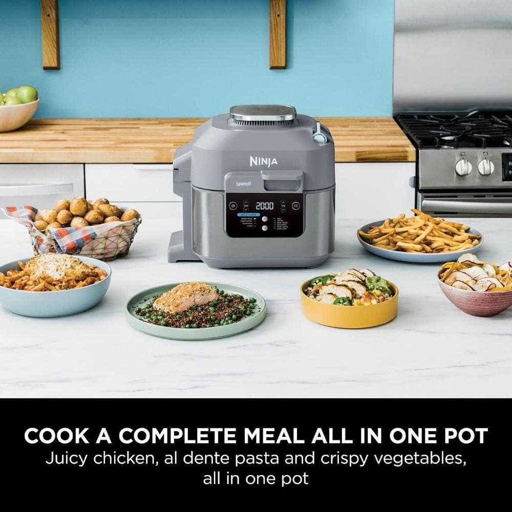Ninja Speedi 10-in-1 Rapid Cooker, Air Fryer And Multi Cooker, 5.7L, Meals For 4 In 15 Minutes, Air Fry, Steam, Grill, Bake, Roast, Sear, Slow Cook & More, Cooks 4 Portions, Sea Salt Grey, ON400ME