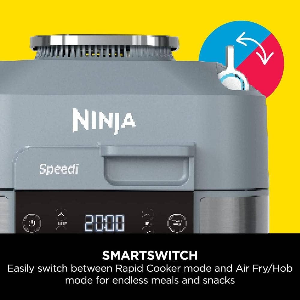 Ninja Speedi 10-in-1 Rapid Cooker, Air Fryer And Multi Cooker, 5.7L, Meals For 4 In 15 Minutes, Air Fry, Steam, Grill, Bake, Roast, Sear, Slow Cook & More, Cooks 4 Portions, Sea Salt Grey, ON400ME