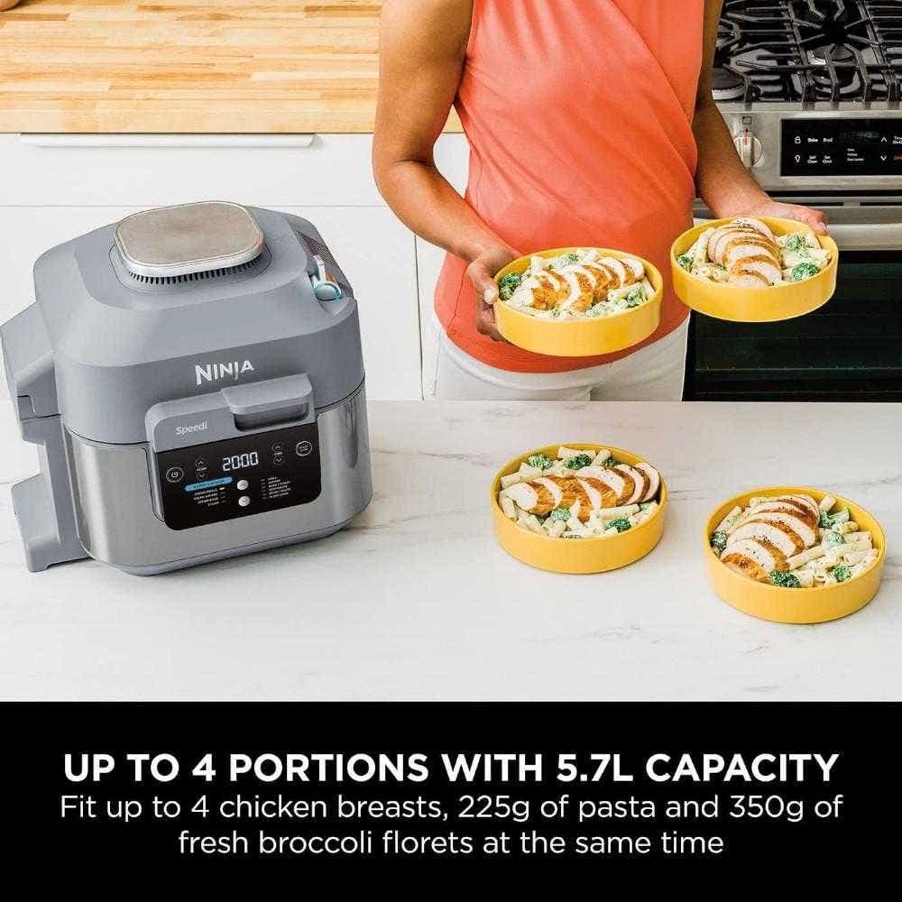 Ninja Speedi 10-in-1 Rapid Cooker, Air Fryer And Multi Cooker, 5.7L, Meals For 4 In 15 Minutes, Air Fry, Steam, Grill, Bake, Roast, Sear, Slow Cook & More, Cooks 4 Portions, Sea Salt Grey, ON400ME