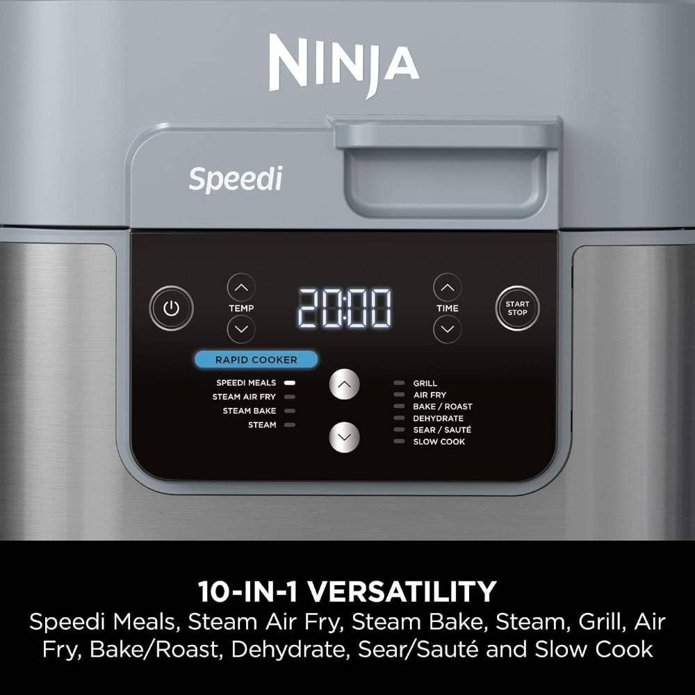 Ninja Speedi 10-in-1 Rapid Cooker, Air Fryer And Multi Cooker, 5.7L, Meals For 4 In 15 Minutes, Air Fry, Steam, Grill, Bake, Roast, Sear, Slow Cook & More, Cooks 4 Portions, Sea Salt Grey, ON400ME