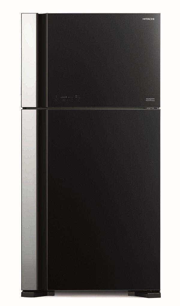 Hitachi RVG710PUK7GBK 710L Top Mount Refrigerator, Glass Black