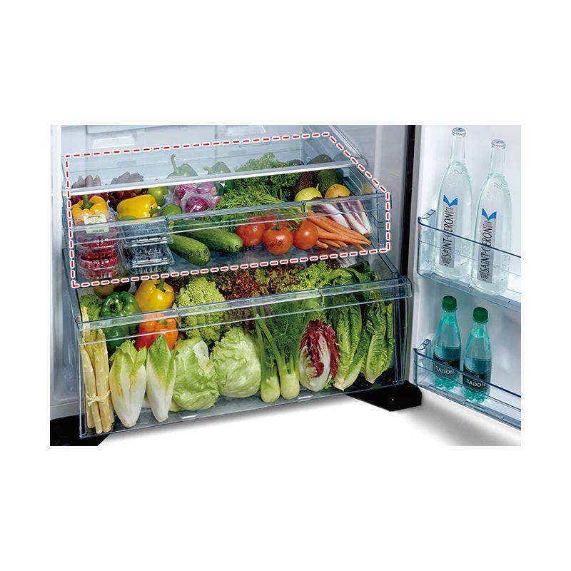Hitachi RVG710PUK7GBK 710L Top Mount Refrigerator, Glass Black