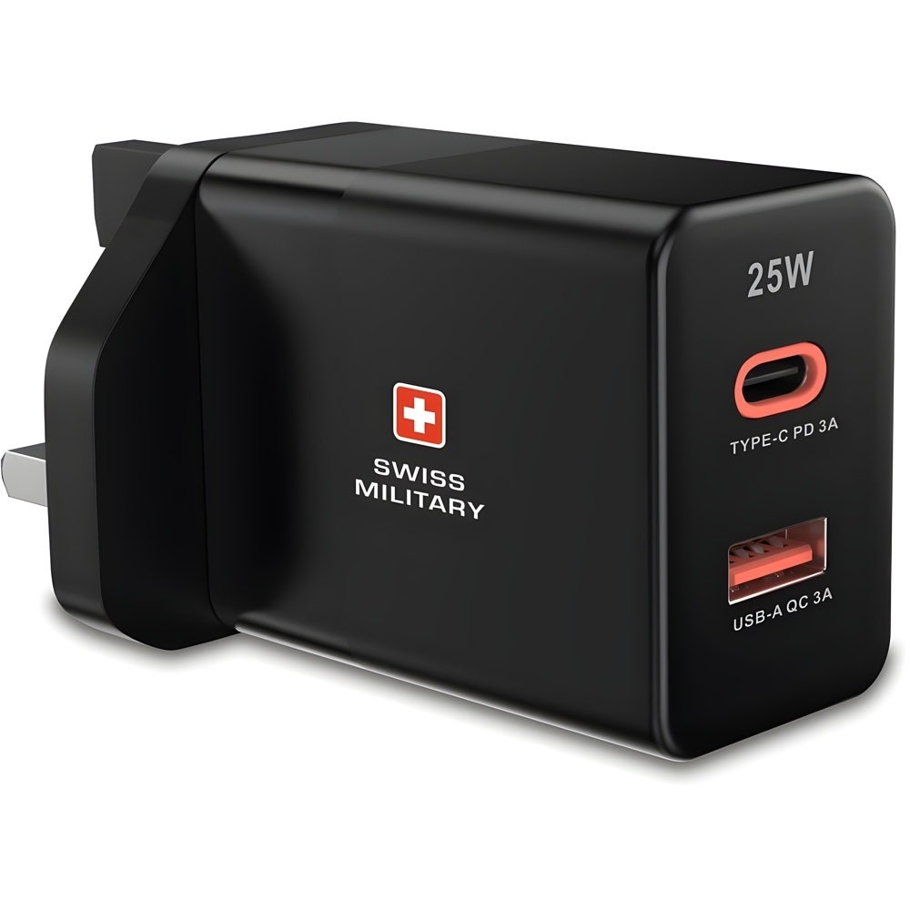Swiss Military 25W Dual Port USB Charger, Black