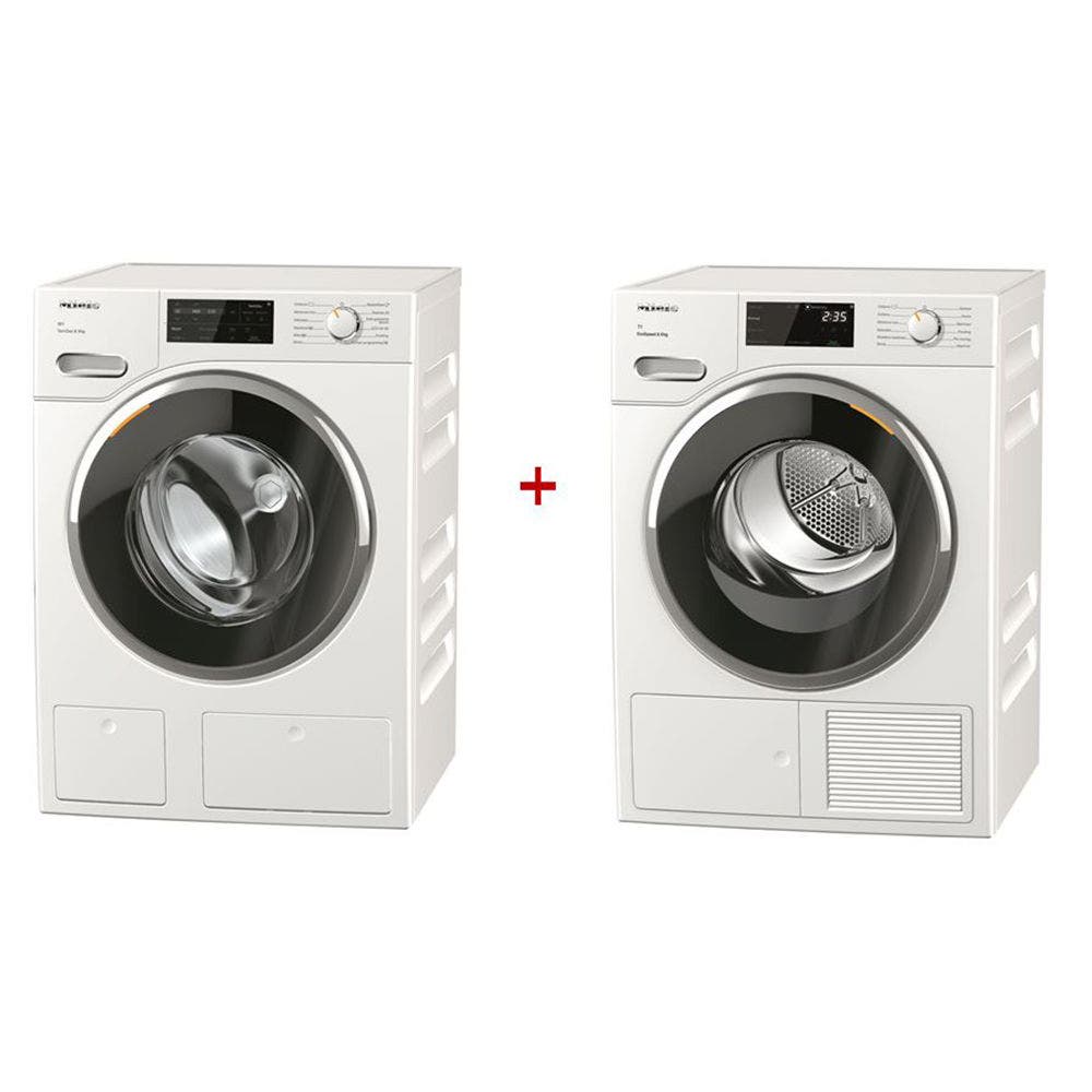 Miele Front Load Washer WWG 660 WCS TwinDos WiFi 9kg with Miele Heat-pump Dryer TWF 640 WP EcoSpeed 8kg
